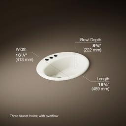 Kohler Farmington 19-1/4'' oval drop-in bathroom sink - Biscuit - image 3
