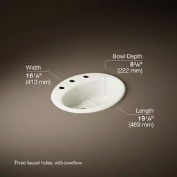 Kohler Farmington 19-1/4'' oval drop-in bathroom sink - Biscuit - image 3