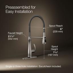 Bellera Semi-professional kitchen sink faucet with three-function sprayhead - image 3