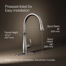 Bellera Touchless pull-down kitchen sink faucet with three-function sprayhead - image 3