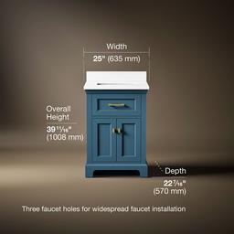 Kohler CharlemontE 24'' bathroom vanity cabinet with sink and quartz top - Tidal Blue - image 3