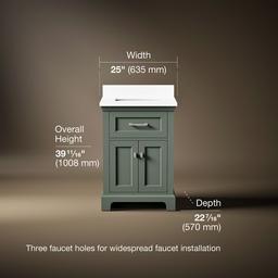 Kohler Charlemont 24'' Bathroom Vanity Cabinet With Sink And Quartz Top Umbral Green - image 3
