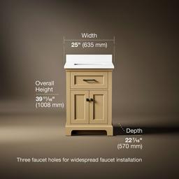 Kohler CharlemontE 24'' bathroom vanity cabinet with sink and quartz top - Light Oak - image 3