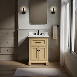 Kohler CharlemontE 24'' bathroom vanity cabinet with sink and quartz top - Light Oak - image 2