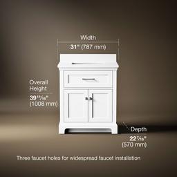 Kohler CharlemontE 30'' bathroom vanity cabinet with sink and quartz top - White - image 3