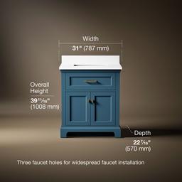 Kohler CharlemontE 30'' bathroom vanity cabinet with sink and quartz top - Tidal Blue - image 3
