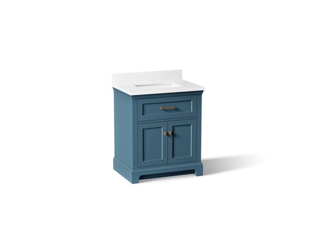 Kohler CharlemontE 30'' bathroom vanity cabinet with sink and quartz top - Tidal Blue