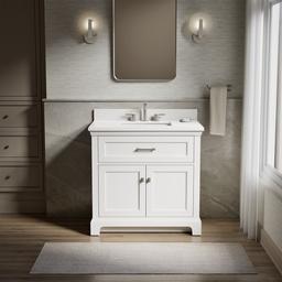 Kohler CharlemontE 36'' bathroom vanity cabinet with sink and quartz top - White - image 2