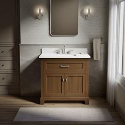 36'' bathroom vanity cabinet with sink and quartz top - image 2