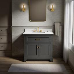 Kohler CharlemontE 36'' bathroom vanity cabinet with sink and quartz top - Ferrous Grey - image 2