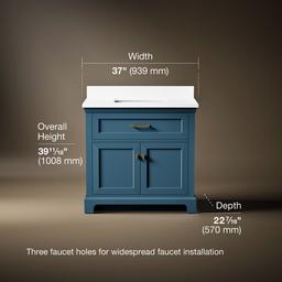 Kohler CharlemontE 36'' bathroom vanity cabinet with sink and quartz top - Tidal Blue - image 3