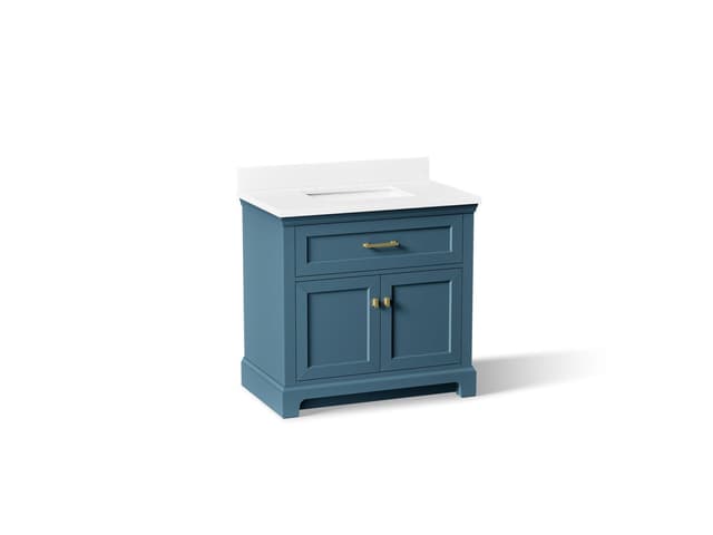 Kohler CharlemontE 36'' bathroom vanity cabinet with sink and quartz top - Tidal Blue