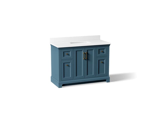 Kohler CharlemontE 48'' bathroom vanity cabinet with sink and quartz top - Tidal Blue