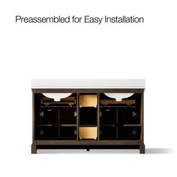 60'' bathroom vanity cabinet with sinks and quartz top - image 10