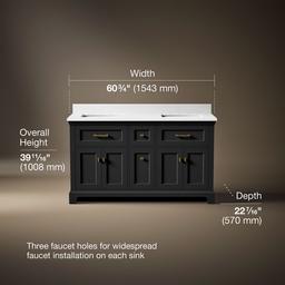 CharlemontE 60'' bathroom vanity cabinet with sinks and quartz top - image 3