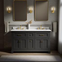 CharlemontE 60'' bathroom vanity cabinet with sinks and quartz top - image 2