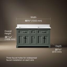 Kohler Charlemont 60'' Bathroom Vanity Cabinet With Sinks And Quartz Top Umbral Green - image 3