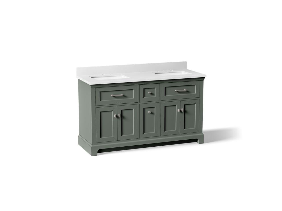 Kohler Charlemont 60'' Bathroom Vanity Cabinet With Sinks And Quartz Top Umbral Green by Kohler