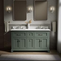 Kohler Charlemont 60'' Bathroom Vanity Cabinet With Sinks And Quartz Top Umbral Green - image 2