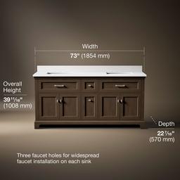 72'' bathroom vanity cabinet with sinks and quartz top - image 3