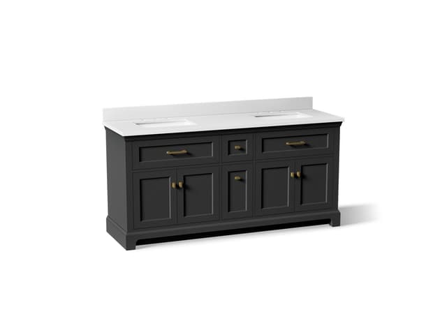 Kohler CharlemontE 72'' bathroom vanity cabinet with sinks and quartz top - Ferrous Grey