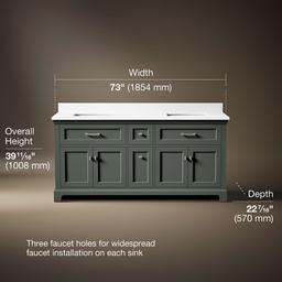 Kohler Charlemont 72'' Bathroom Vanity Cabinet With Sinks And Quartz Top Umbral Green - image 3