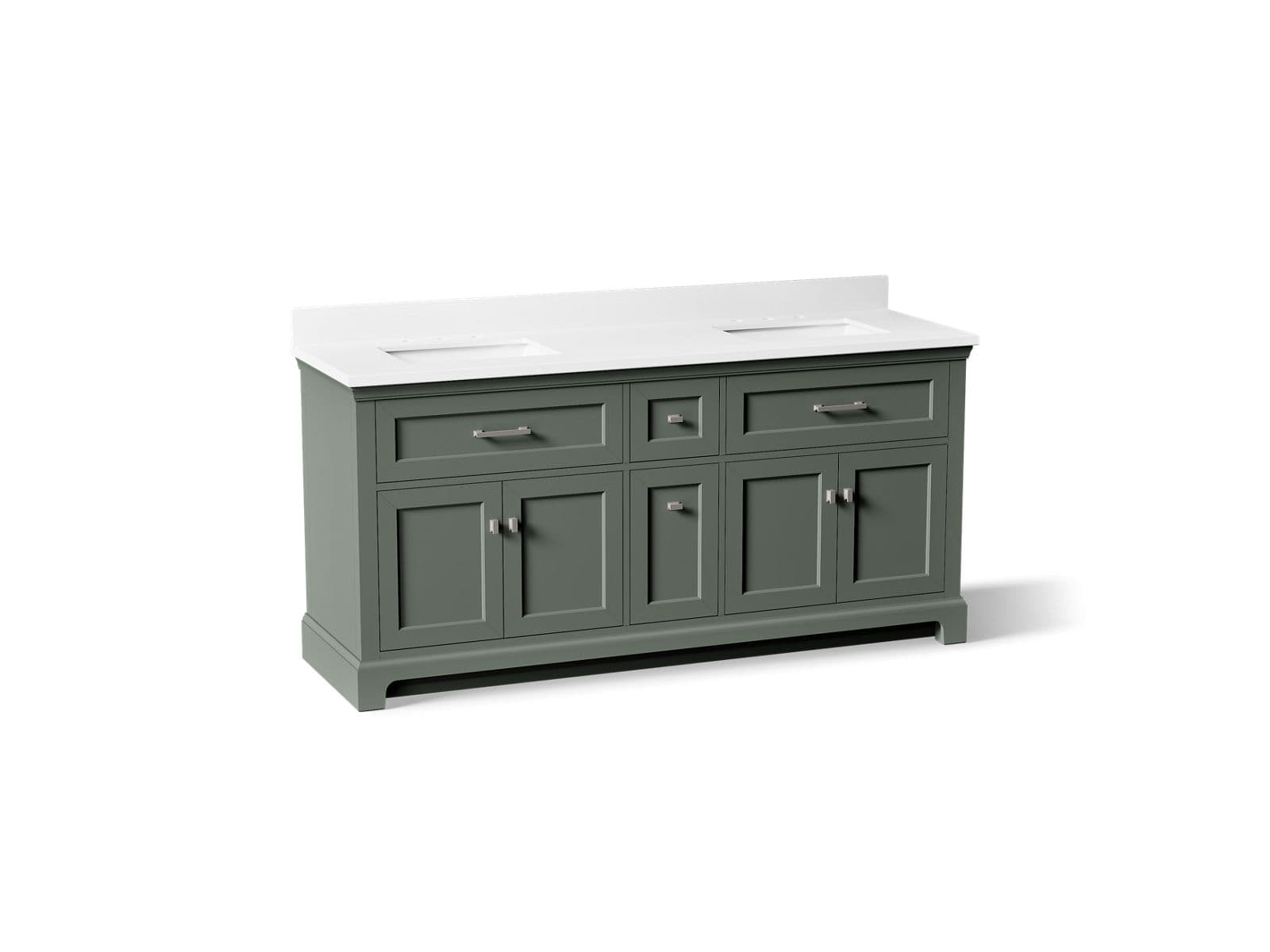 Kohler Charlemont 72'' Bathroom Vanity Cabinet With Sinks And Quartz Top Umbral Green by Kohler