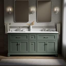 Kohler Charlemont 72'' Bathroom Vanity Cabinet With Sinks And Quartz Top Umbral Green - image 2