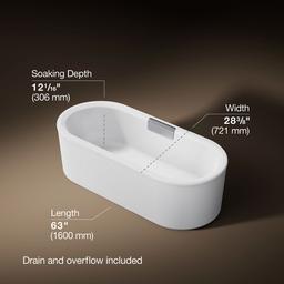 Kohler VoluteE 63'' x 28-3/8'' freestanding bath with shroud - White - image 3