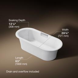 VoluteE 63'' x 28-3/8'' freestanding bath with base - image 3