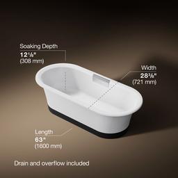 VoluteE 63'' x 28-3/8'' freestanding bath with base - image 3