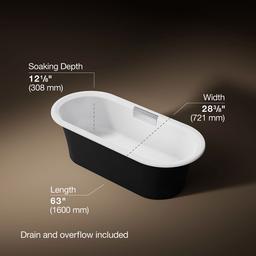 VoluteE 63'' x 28-3/8'' freestanding bath with base - image 3