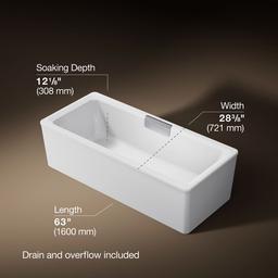Kohler VoluteE 63'' x 28-3/8'' freestanding bath with shroud - White - image 3