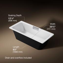 VoluteE 63'' x 28-3/8'' freestanding bath with base - image 3
