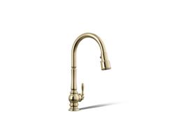 Artifacts Touchless pull-down kitchen sink faucet with three-function sprayhead - Vibrant French Gold - image 1