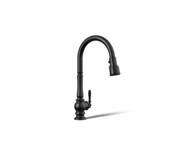 Kohler Artifacts Touchless pull-down kitchen sink faucet with three-function sprayhead - Matte Black