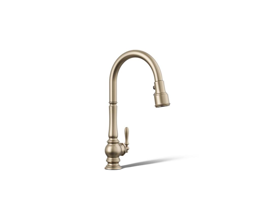 Artifacts Touchless pull-down kitchen sink faucet with three-function sprayhead - Vibrant Brushed Bronze by Kohler