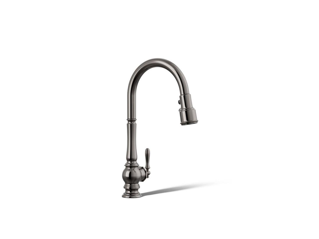 Artifacts Touchless pull-down kitchen sink faucet with three-function sprayhead - Vibrant Titanium by Kohler