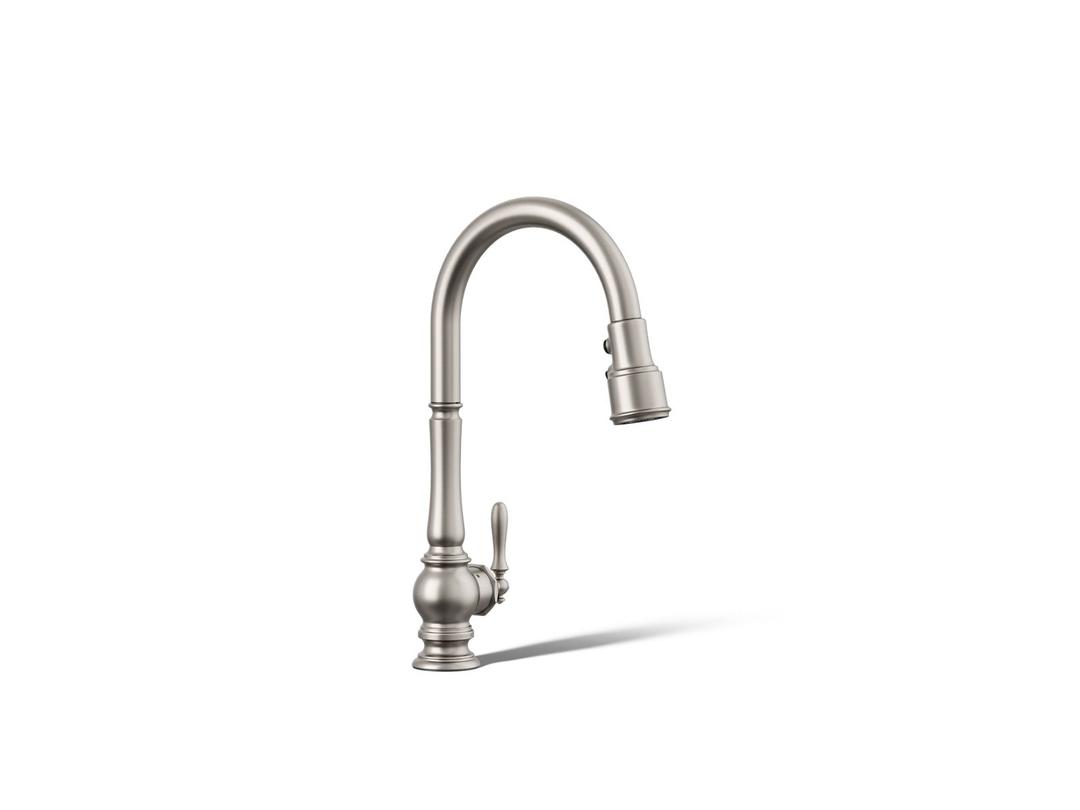 Artifacts Touchless pull-down kitchen sink faucet with three-function sprayhead - Vibrant Stainless by Kohler