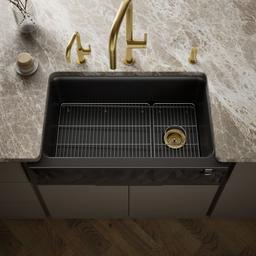 Cairn 34'' undermount single-bowl farmhouse kitchen sink with faceted design - image 2