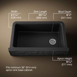 Cairn 34'' undermount single-bowl farmhouse kitchen sink with faceted design - image 3