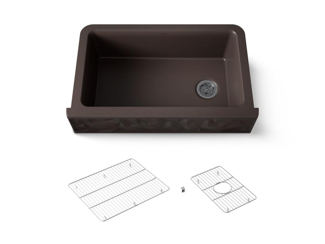 Cairn 34'' undermount single-bowl farmhouse kitchen sink with faceted design by Kohler