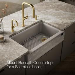 Cairn 34'' undermount single-bowl farmhouse kitchen sink with faceted design - image 8