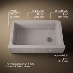 Cairn 34'' undermount single-bowl farmhouse kitchen sink with faceted design - image 3