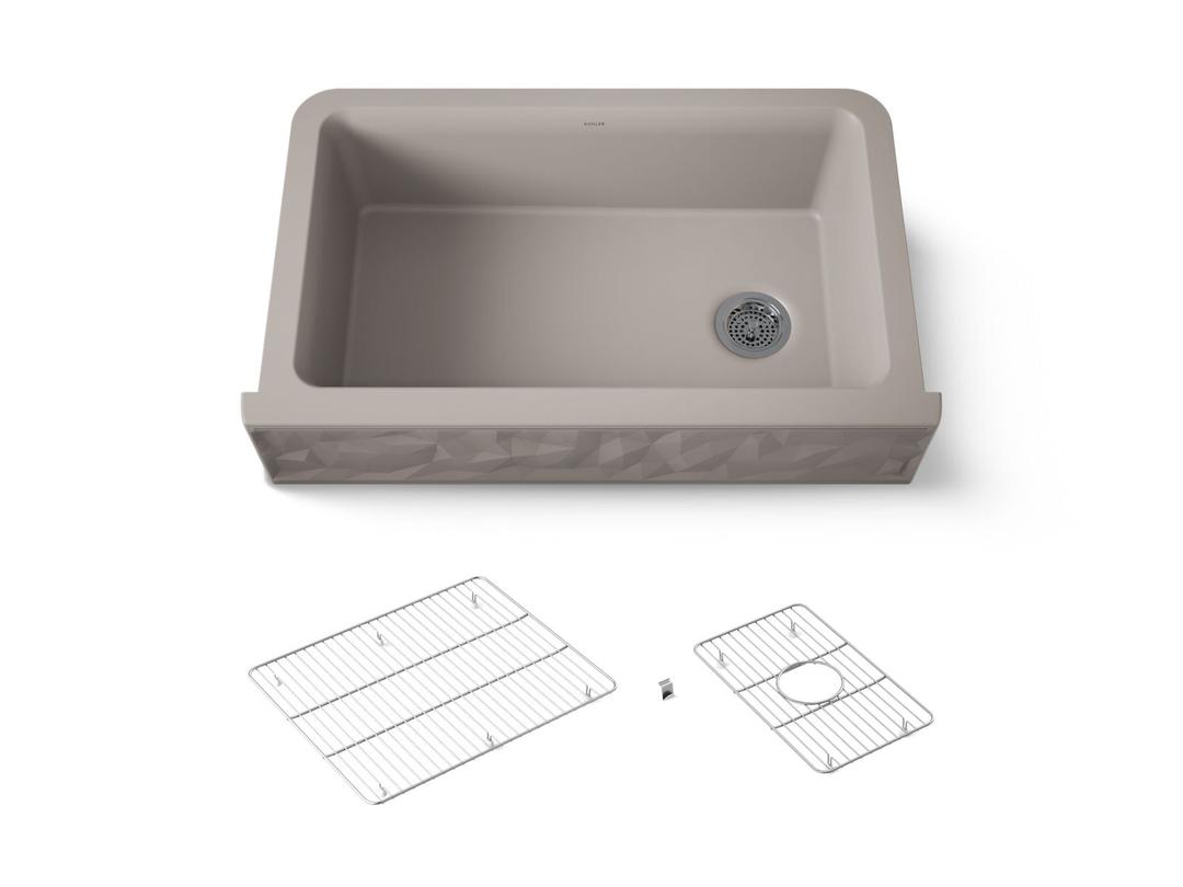 Cairn 34'' undermount single-bowl farmhouse kitchen sink with faceted design by Kohler