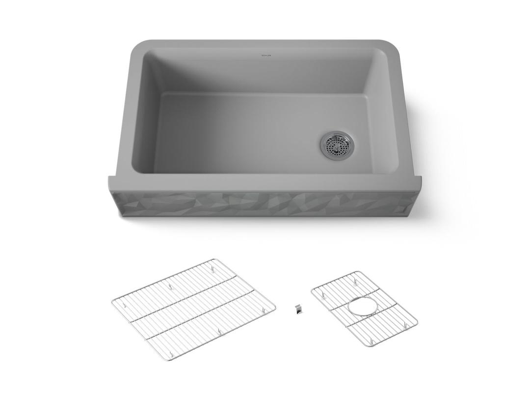 Cairn 34'' undermount single-bowl farmhouse kitchen sink with faceted design by Kohler