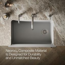 Cairn 34'' undermount single-bowl farmhouse kitchen sink with faceted design - image 4