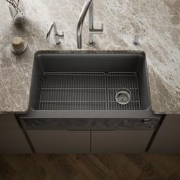 Cairn 34'' undermount single-bowl farmhouse kitchen sink with faceted design - image 2