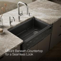Cairn 34'' undermount single-bowl farmhouse kitchen sink with faceted design - image 8