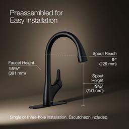Kohler | Rival | Pull Down Kitchen Faucet - Matte Black - image 3